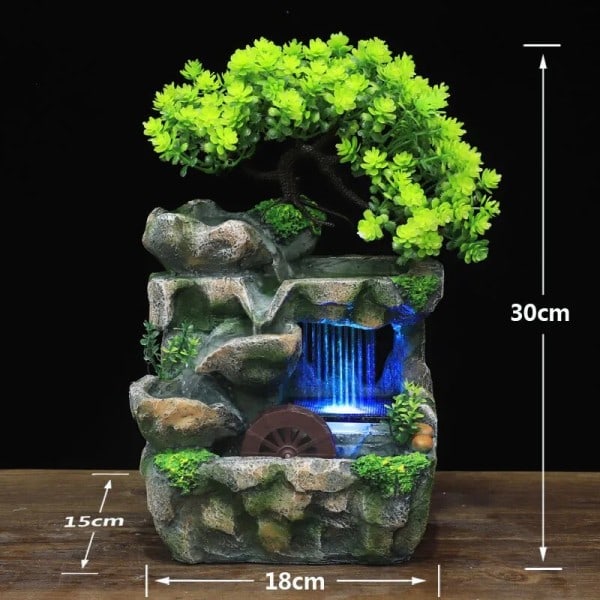 Kreativ Hjem Dekoration Skrivebord Vandfald Fontæne Zen Meditation Simulering Harpiks Rockery Vandfald Statue