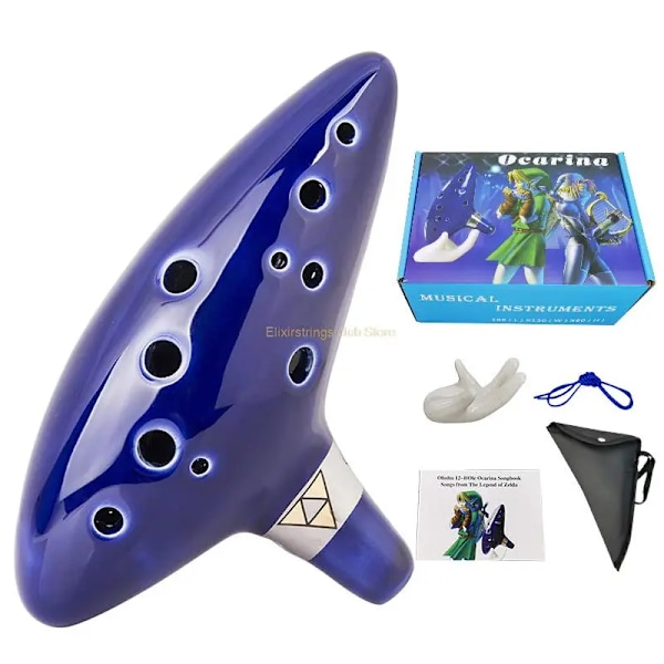 12 Hole The Legend Ocarina of Time Blue Alto C Fløjte Blæs instrument Naturlig lyd Nem At Lære Fin