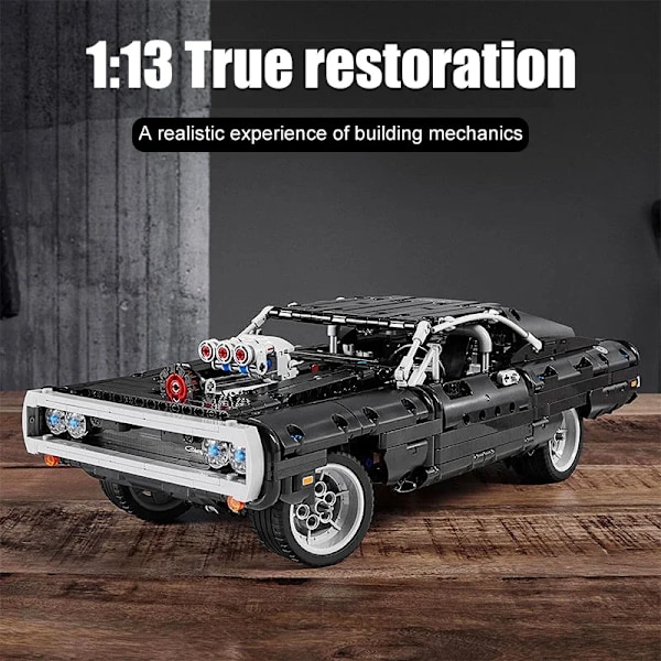 1077 stykker Teknisk Dodge Oplader Racing Bil Byggeklodser