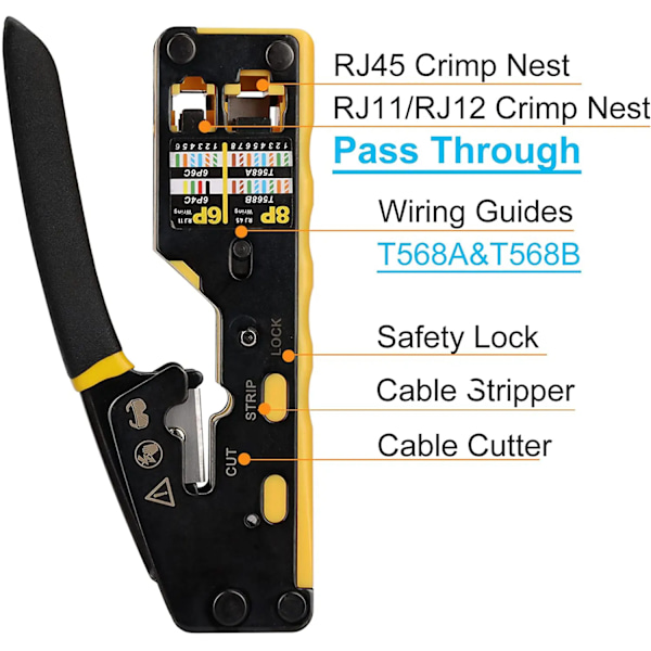 Pass Through Crimping Verktyg med 8P/6P Pass Through Ethernet Crimper