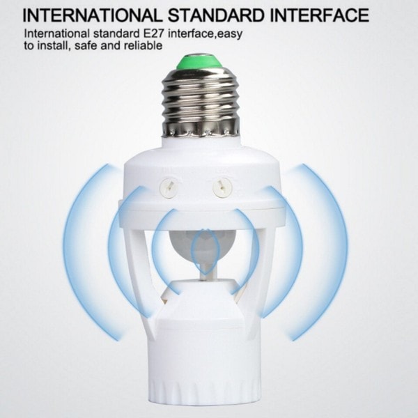 PIR Motion Sensor E27 Socket Konverter Ampul LED E27 Lampe Base Intelligent Switch Lys