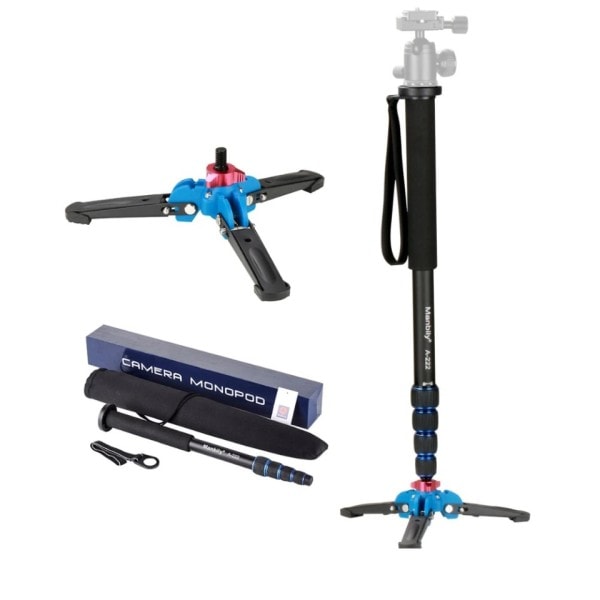 Profesjonelt Aluminium Kamera Stativ 65tommers 5 Seksjoner Manbily Video Monopod for Canon Nikon DSLR Gopro 6 Action Camera