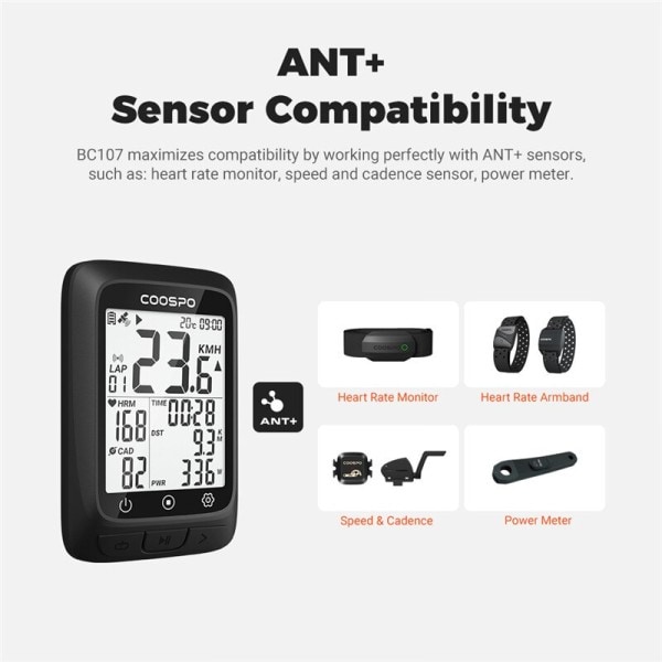 Pyörä tietokone GPS langaton polkupyörä matkamittari nopeusmittari 2,4 tuumaa Bluetooth 5,0 ANT Vesipitävä