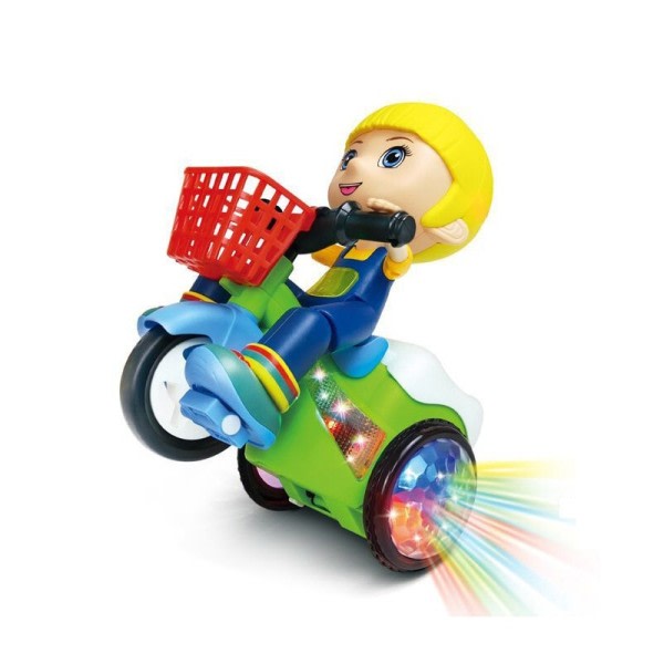Elektrisk drevet stunt trehjulet cykel bil 360 grader roterende musik lys børn legetøj