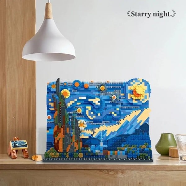 Creative Art Van Gogh Paintings The Starry Night MOC The Great Wave of Kanagawa Micro Building Blocks