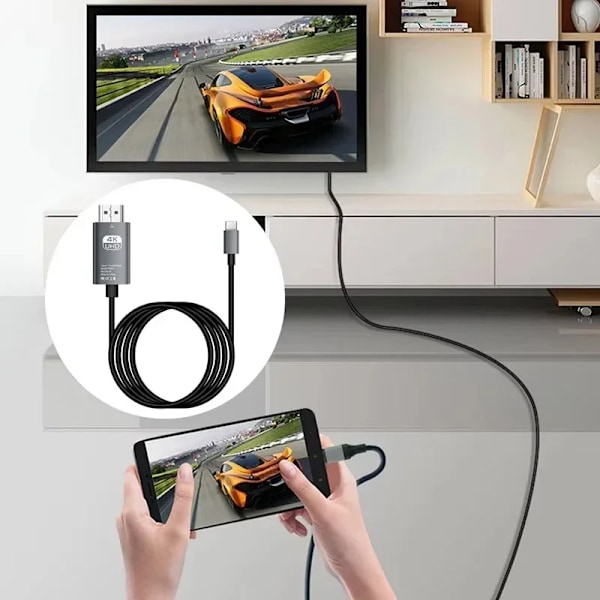 4K 60Hz USB C till HDMI Kabel Typ C Adapter HDTV Omvandlare Kabel
