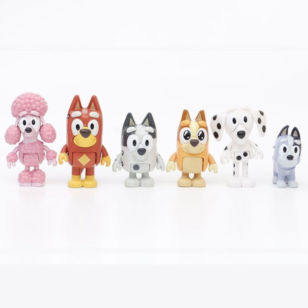 Bluey Playtime Family Joint Movable Anime Action Figur Collection Modell cartoon Leksaker