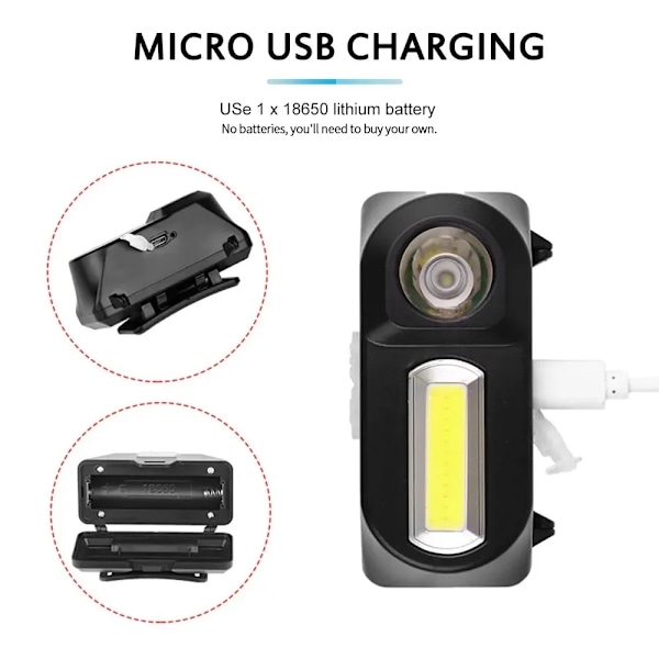 Starkt Ljus Utomhus Skärp Lampa Kollad Multi Funktion Strålkastare USB Laddning Skärp monterad Ficklampa Ute Natt Fiske