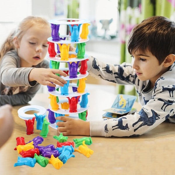 Børn Penguin Tower Collaps Balance Spil Legetøj Sjove Fest Spil Crazy Penguin Crash Tower