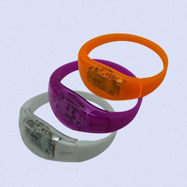 10 bitar Röst Aktiverat Ljud Kontroll LED Armband Blinkande Silicon Bangle Dekor
