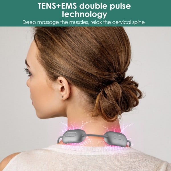 Puls Nakke Massager Varme Smertelindring Trådløs Intelligent Deep Tssue Trigger Point Massage