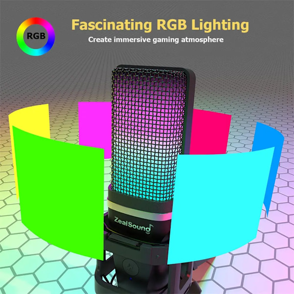 Samling Zealsound RGB opptak mikrofon med leddet arm/USB kondensator mikrofon med stativ for spill