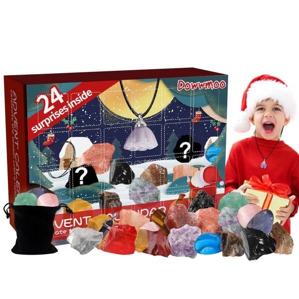 Advent kalender 24 stykker malm jul advent kalender natur mineral stein for læring samling