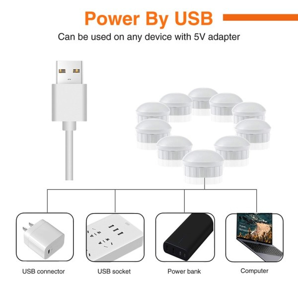 LED Makeup Spejl Lys Pærer USB Hollywood Vanity MakeUp Spejl Lys