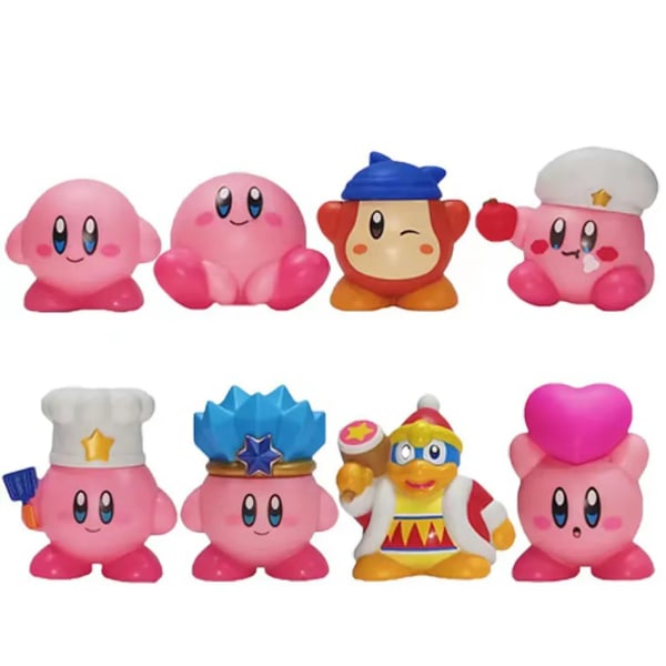 8 stykker Anime Spil Kirby Action Figurer Legetøj Pink Tegnefilm Kawaii Kirby PVC Sød Figur Action Legetøj
