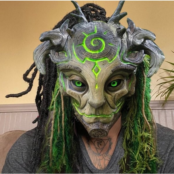 Huvudbonader Full Ansikte Halloween Snygg Monster Skog Elf Mask Bar Haunted Hus Rekvisita Män