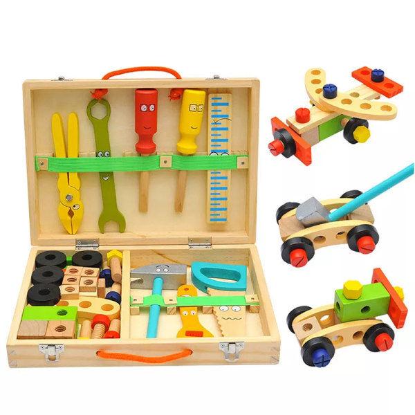 Pedagogisk montessori barn leksaker trä verktygslåda låtsas lek set