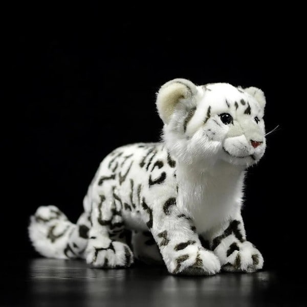 Sød Lifelike Stående Sne Leopard Fyld Plysj Legetøj Panthera Uncia Uncia Ounce Blød Hvid Ounce Dukke