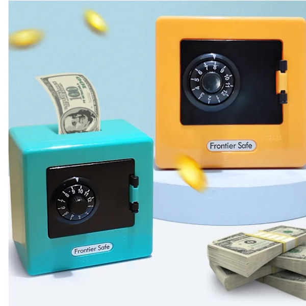 Mini Safe Piggy Indlån Bank Husstand Seddel Lås Adgangskode Penge Kasse