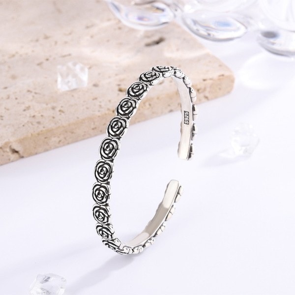 Silver pläterade armband  kreativa blomma personlighet öppning armband