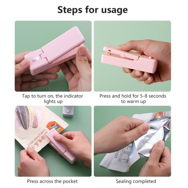 2 IN 1 USB ladattava mini laukku tiiviste lämpö tiivisteet leikkurilla veitsellä ladattava kannettava tiiviste
