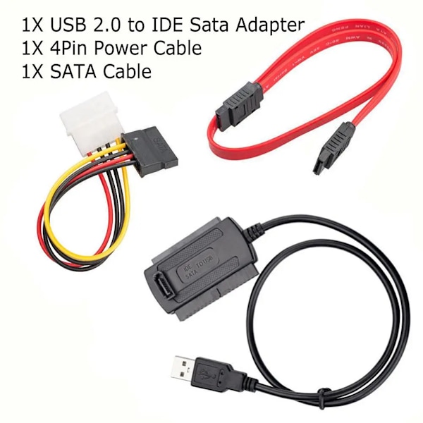 USB 2.0 till IDE SATA S-ATA 2.5 3.5 HD HDD Hårddisk Adapter Omvandlare
