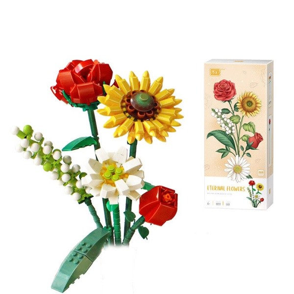 Kukka Kukkakimppu 3D Kokoilu Mini rakennus palikat malli Koti Sisustus kasvi ruukku krysanteemi ruusu tyttö lelu