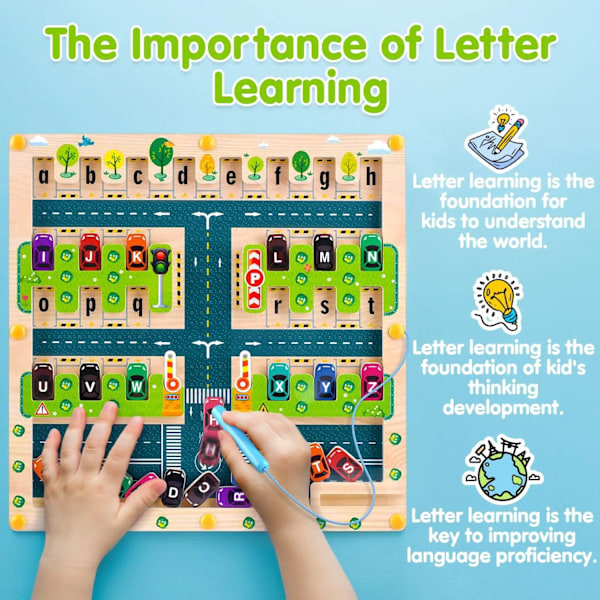 Magnetisk Alfabet Labyrint Brev Pussel Montessori Motor Skills Leksaker