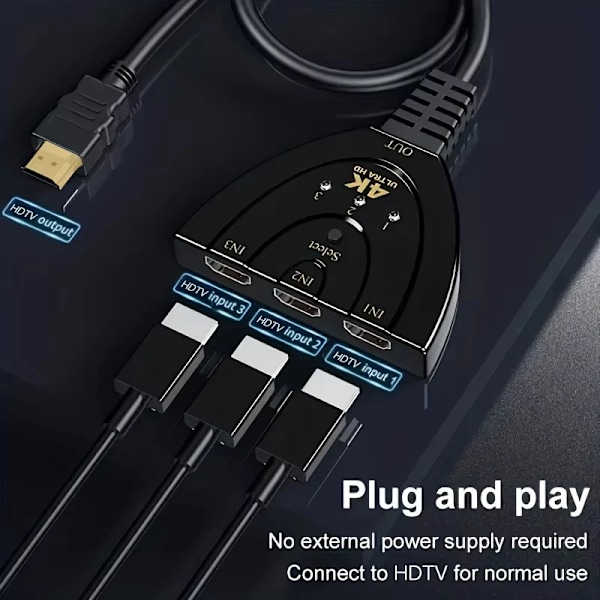 HDMI-kompatibel Switch KVM Splitter 4K 2K 3D 3 input 1 Output Mini 3 Port VIDeo Switcher