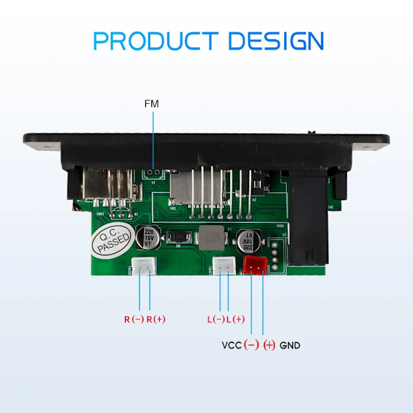 DC 5V 10W Bluetooth 5.0 Stereo DIY Bil MP3 Spelare Dekoder kort