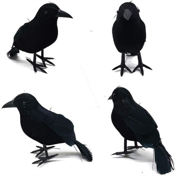 Halloween svart kråka prydnad simulering kråka djur modell fågel läskiga leksaker