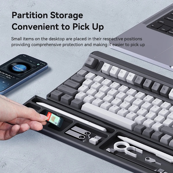 Tastatur Håndled Rest Pad Ergonomisk Blød Hukommelse Skum Støtte Desktop Opbevaring Boks Nem Tastning Smertelindring