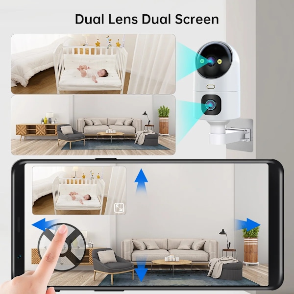 6MP PTZ IP Kamera 5G WiFi Dual Lens Kamera Hem Säkerhet CCTV