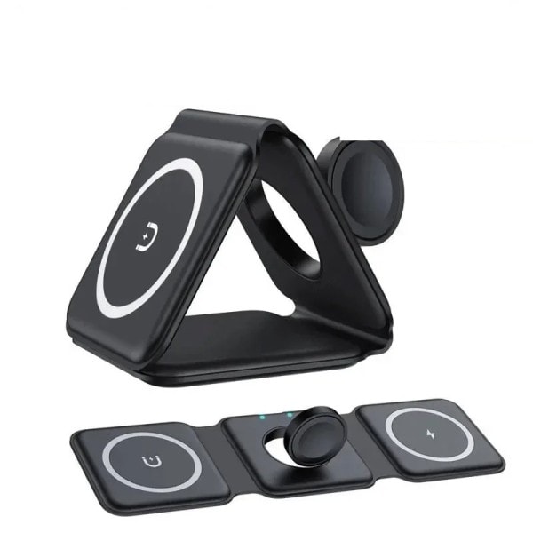 100W 3 i 1 Magnetisk Bærbar Trådløs Oplader Pad til iPhone 15 14 13 12 Pro Max Apple Watch AirPods Hurtig Opladning Dock Station