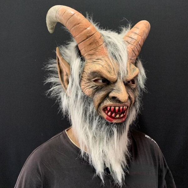 Halloween Frygtelig Horn Maske Lucifer Masker Devil Movie Cosplay Latex Maske