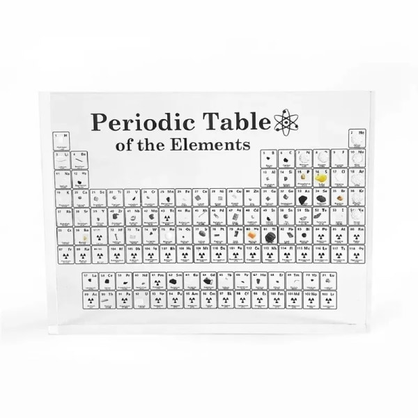 Periodisk Tabel med rigtige elementer 3D Transparent Periodisk Tabel Brev Dekoration Børn Undervisning Skole Display Kemisk Element