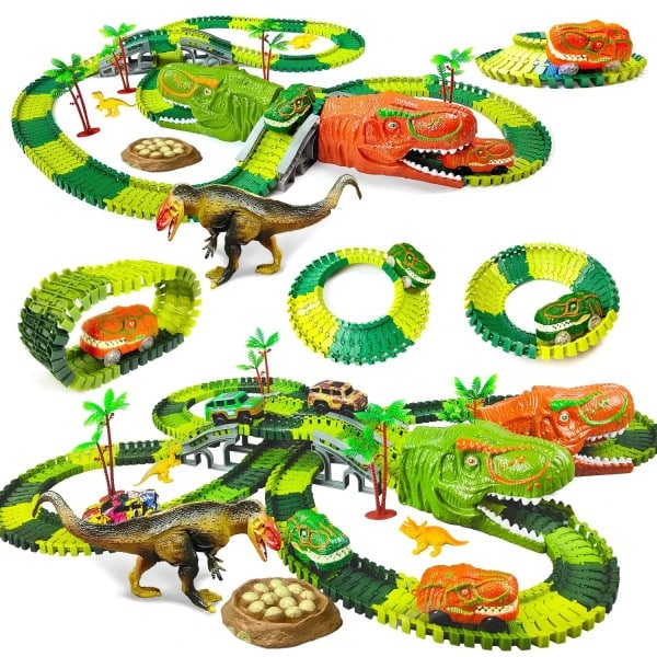 Jernbane Racing Bor Lekesett Educational DIY Bend Flexible Race Track Elektronisk Blits LED Lys Bil Leker For Barn