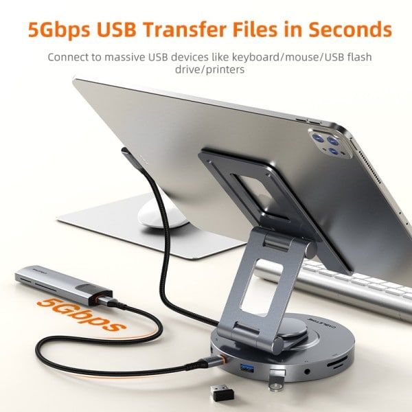 Moni USB C Hub pyörivä jalusta