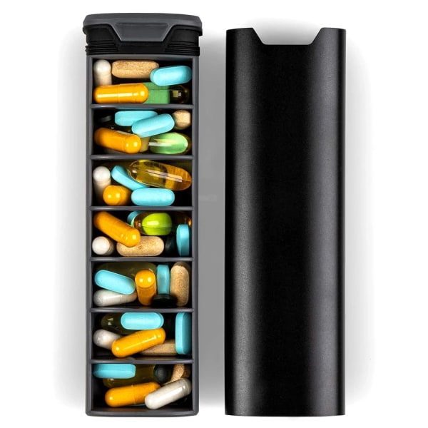 1kpl 7 päivä viikottainen pilleri järjestäjä - premium tyylikäs alumiini ja puu suuri kapasiteetti pilleri rasia pillereille