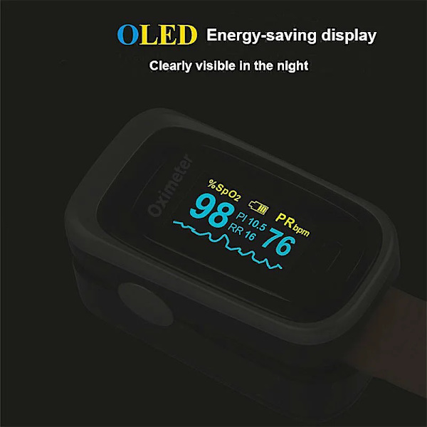 Medicinsk Finger Oled Puls Oximeter RR Blod Oxygen Med Respiratorisk Rate Oximetro