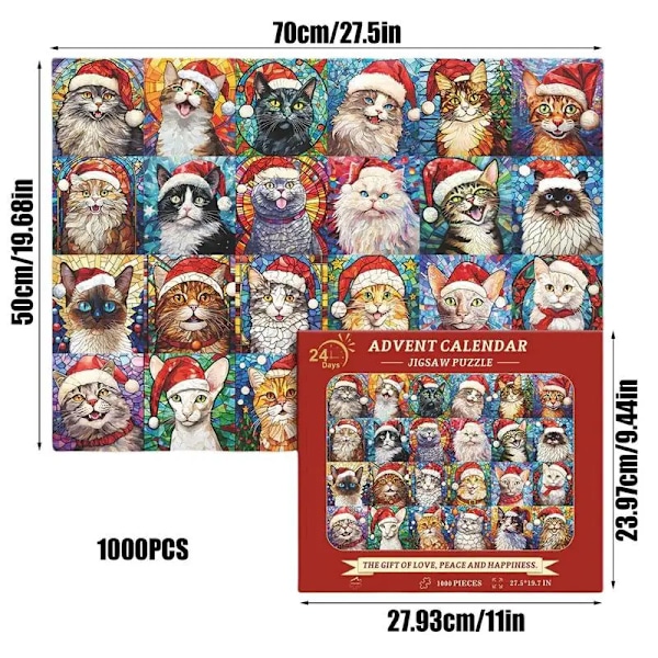 Glædelig jul katte advent kalender puslespil 24 dage nedtælling kalender