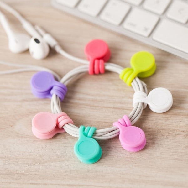 Återanvändbara Twist Klipsar för Bundling Organisering Kablar Hörlurar USB Laddningssladd Silikon Kabel Winder