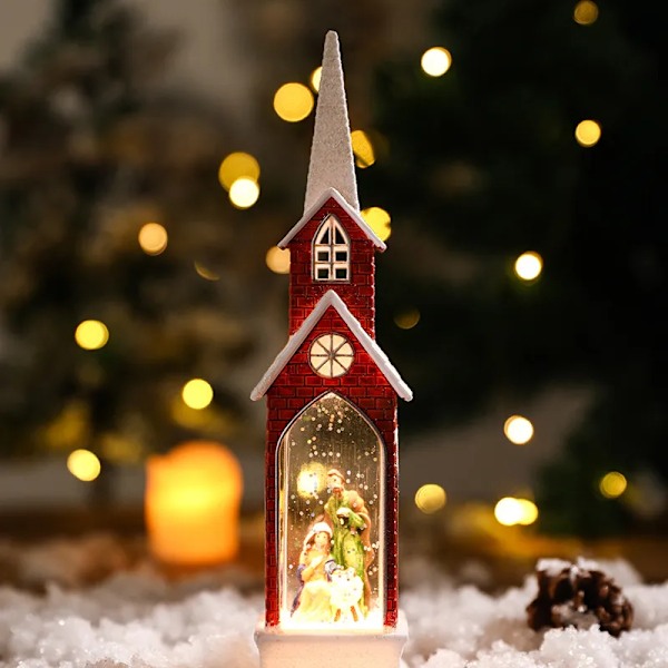 jul LED lys simulering kirke hus lysende hytte god jul pynt
