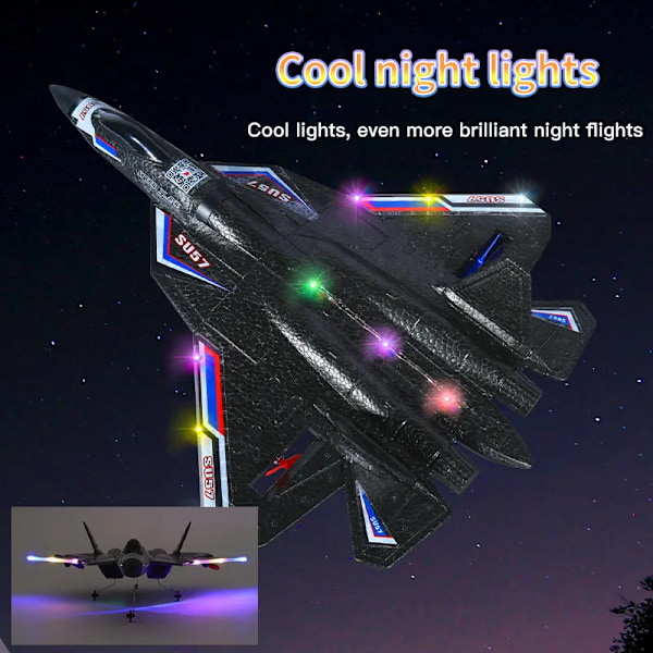 RC Plane 2.4G Med LED Lys Fly Fjernkontroll Kontroll Flying Modell Glider EPP Skum Leker