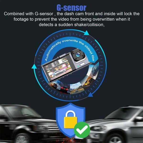 Dash Cam IR Natt Vision Loop Inspelning  IPS Skärm  Kamera
