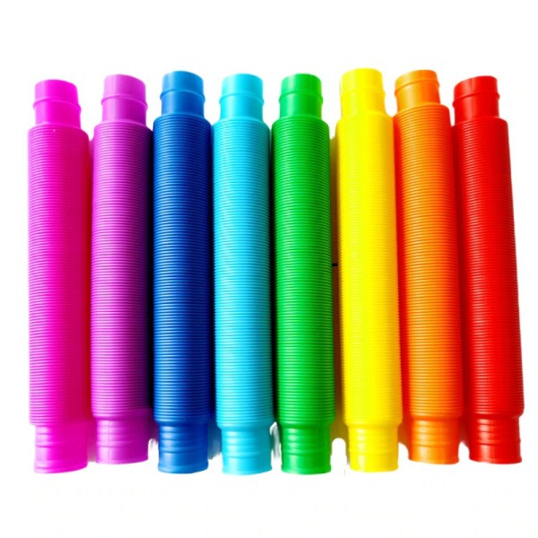 8 bitar Pack Rainbow Pop Tubes Fidget Leksaker Sensorisk leksak för stress ångest lindring för barn