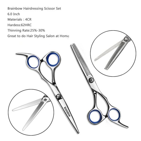 6 tommer Klipning Tynding  Styling Værktøj Hår Saks Rustfrit Stål Salon Frisør Sakse