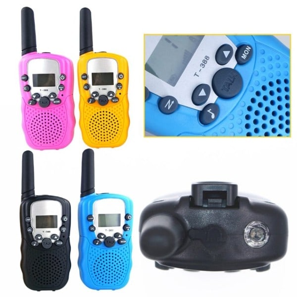 T388 UHF Two Way Radio Portable Handheld Children's Walkie Talkie med Inbyggd LED ficklampa