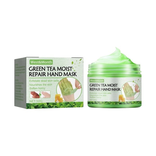 Grönt Te Reparera Hand Mask Anti Torr Sprickbildning Vitning Ta bort död hud