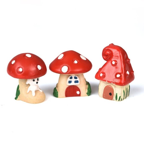 3kpl söpö sarjakuva punainen sieni koti teitse hartsi käsityö koristelu pieni  joulu lahja